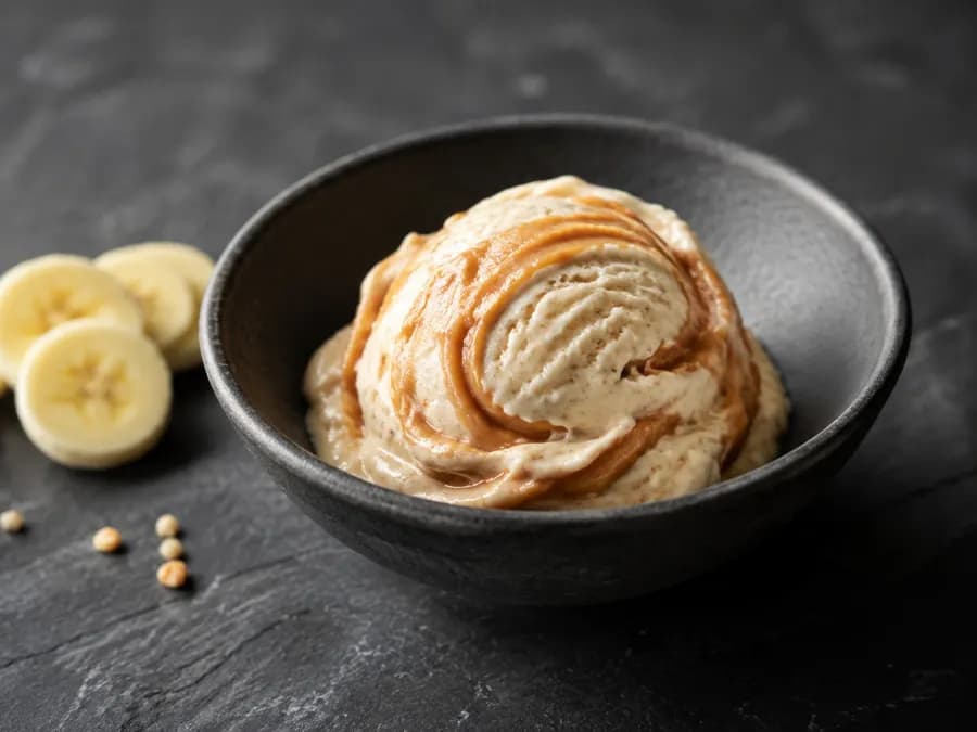 Helado proteico de banana y maní